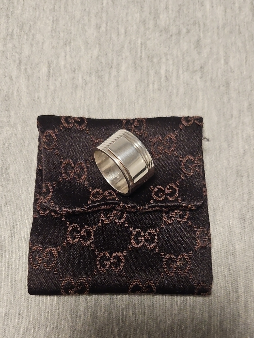 Gucci 925 Sterling Silver Men's Wide Band Ring